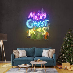 Wavy Merry Christmas LED Neon Acrylic Artwork