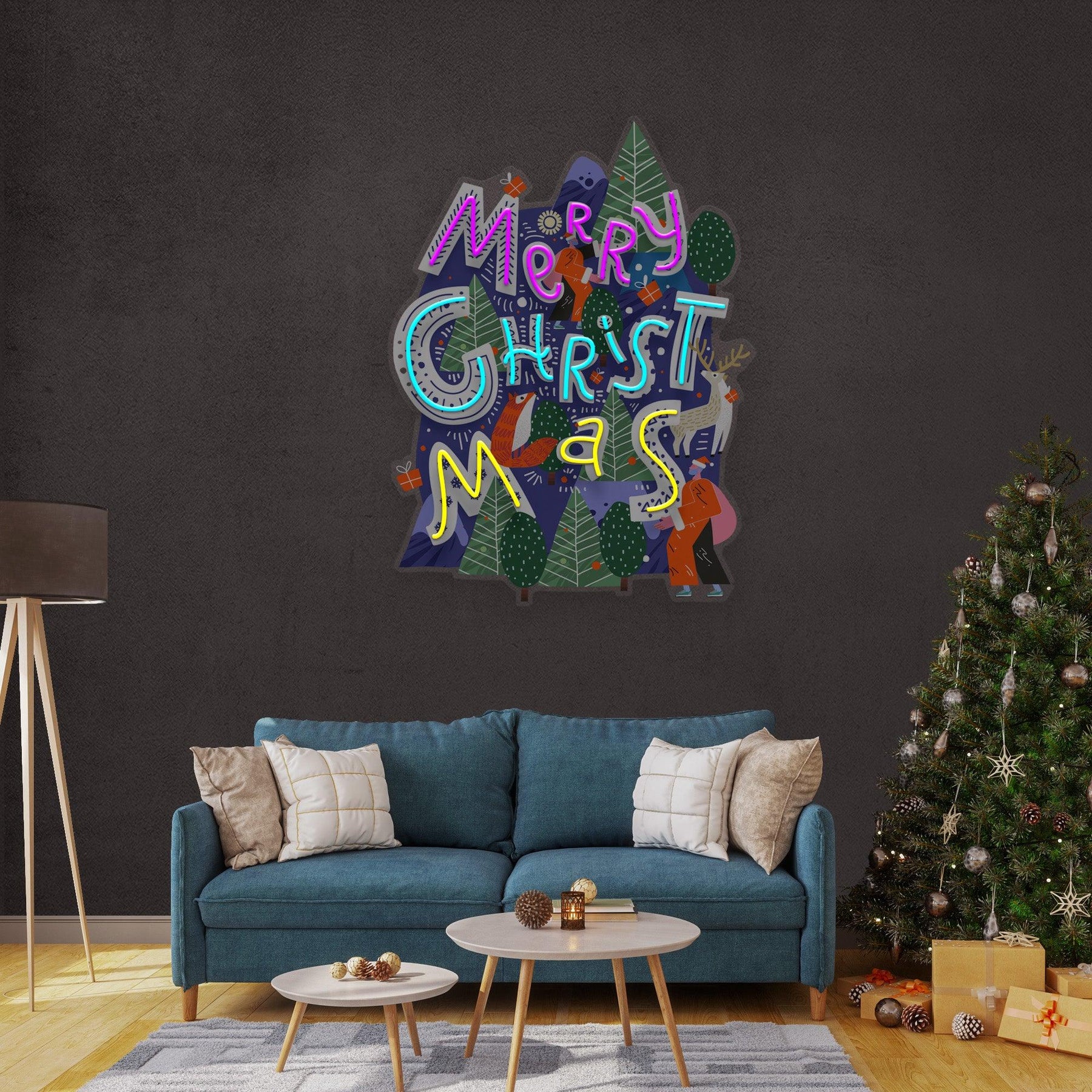 Wavy Merry Christmas LED Neon Acrylic Artwork