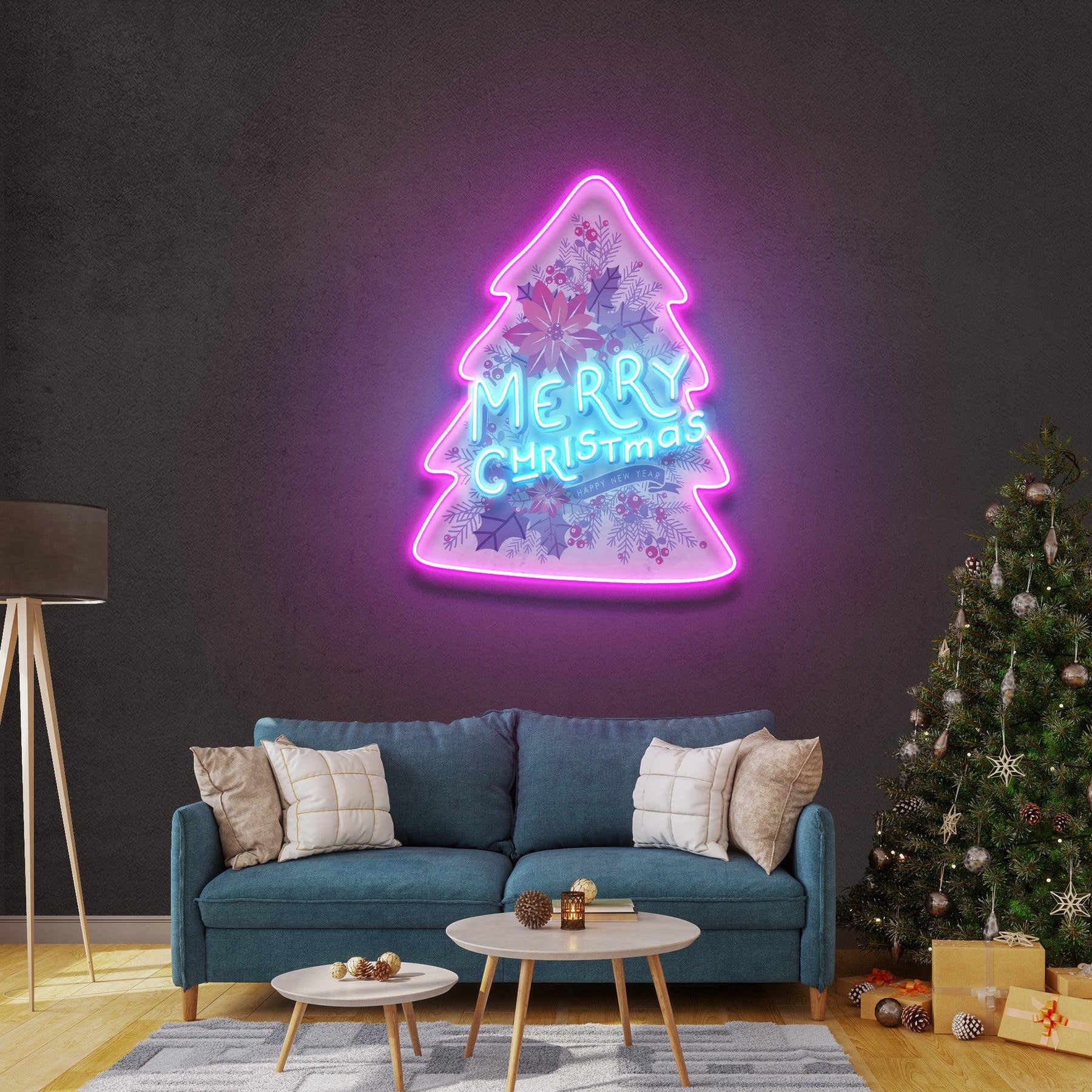 Xmas On Tree LED Neon Acrylic Artwork