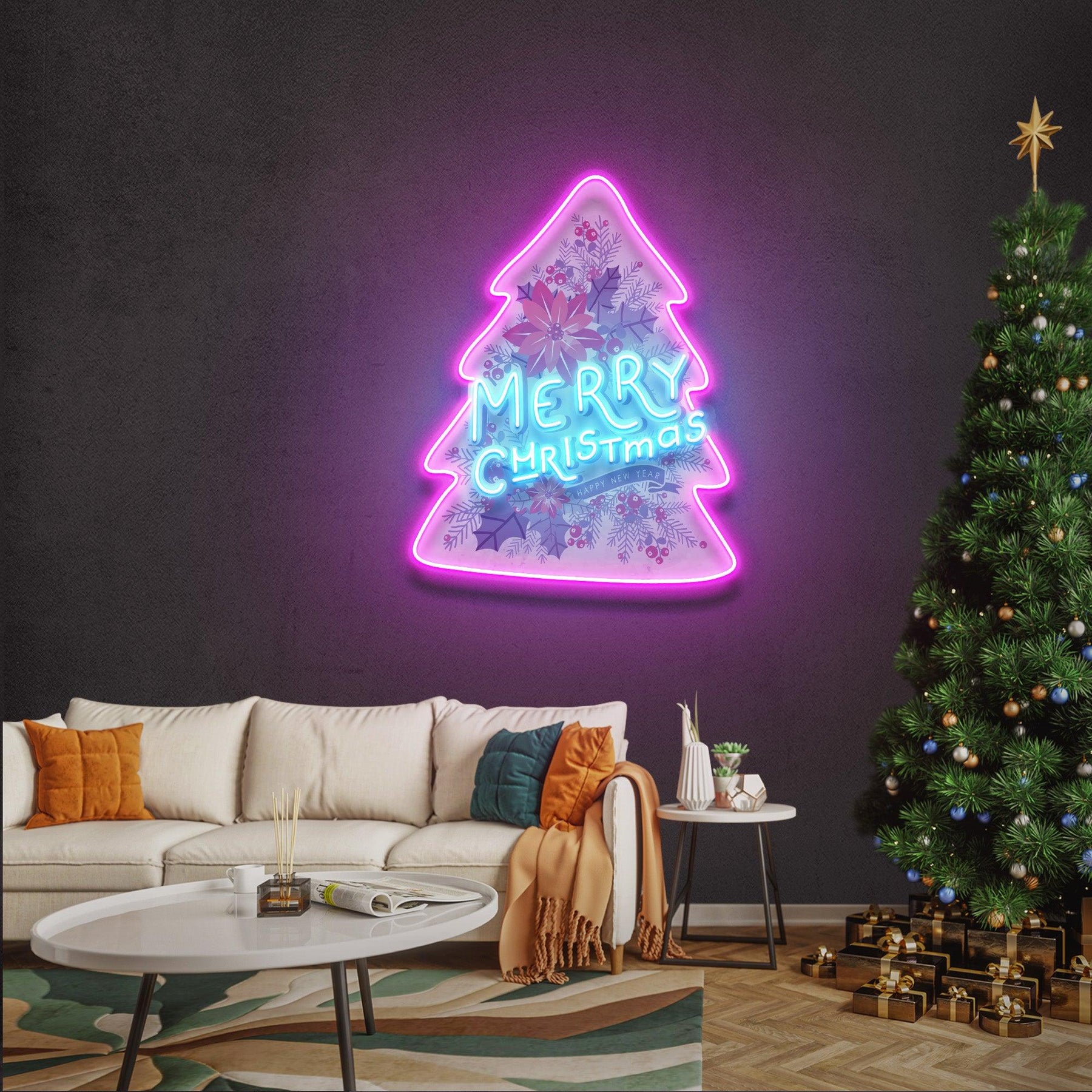 Xmas On Tree LED Neon Acrylic Artwork