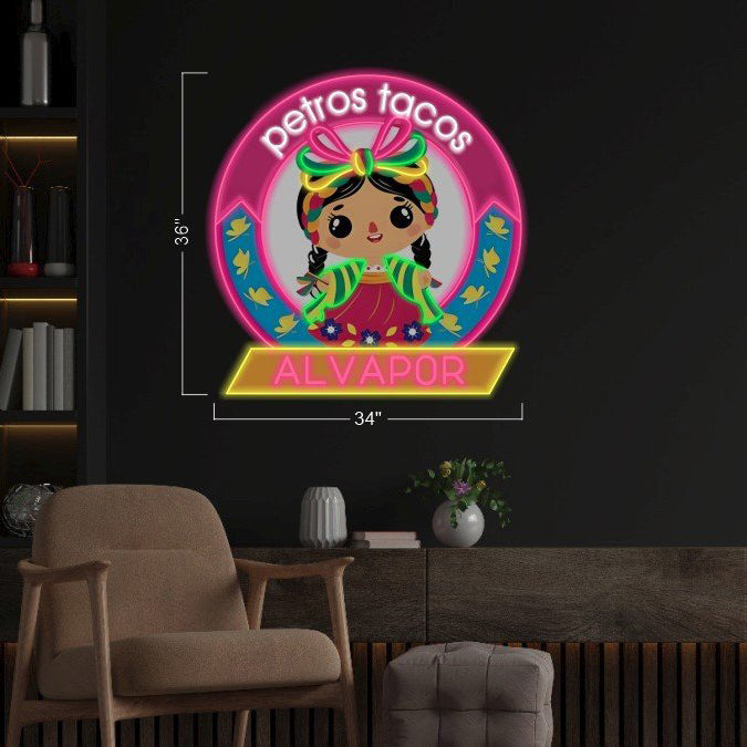 Petros Tacos Alvapor - Light Up Your Taste Buds with Petros Tacos Alvapor's LED Neon Sign