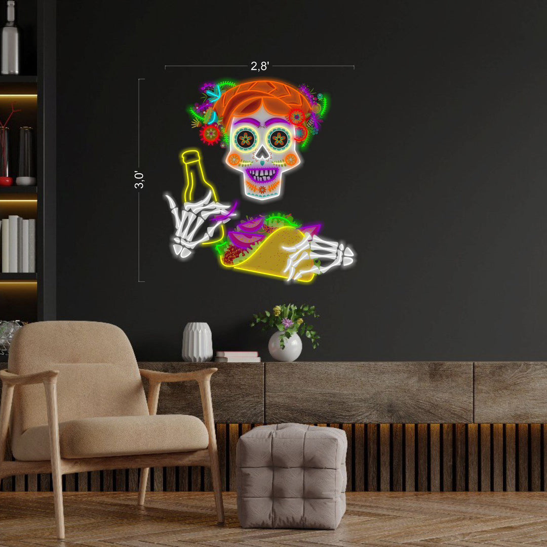 Taco Calavera, Taco & Beer - NEON X ACRYLIC ARTWORKS