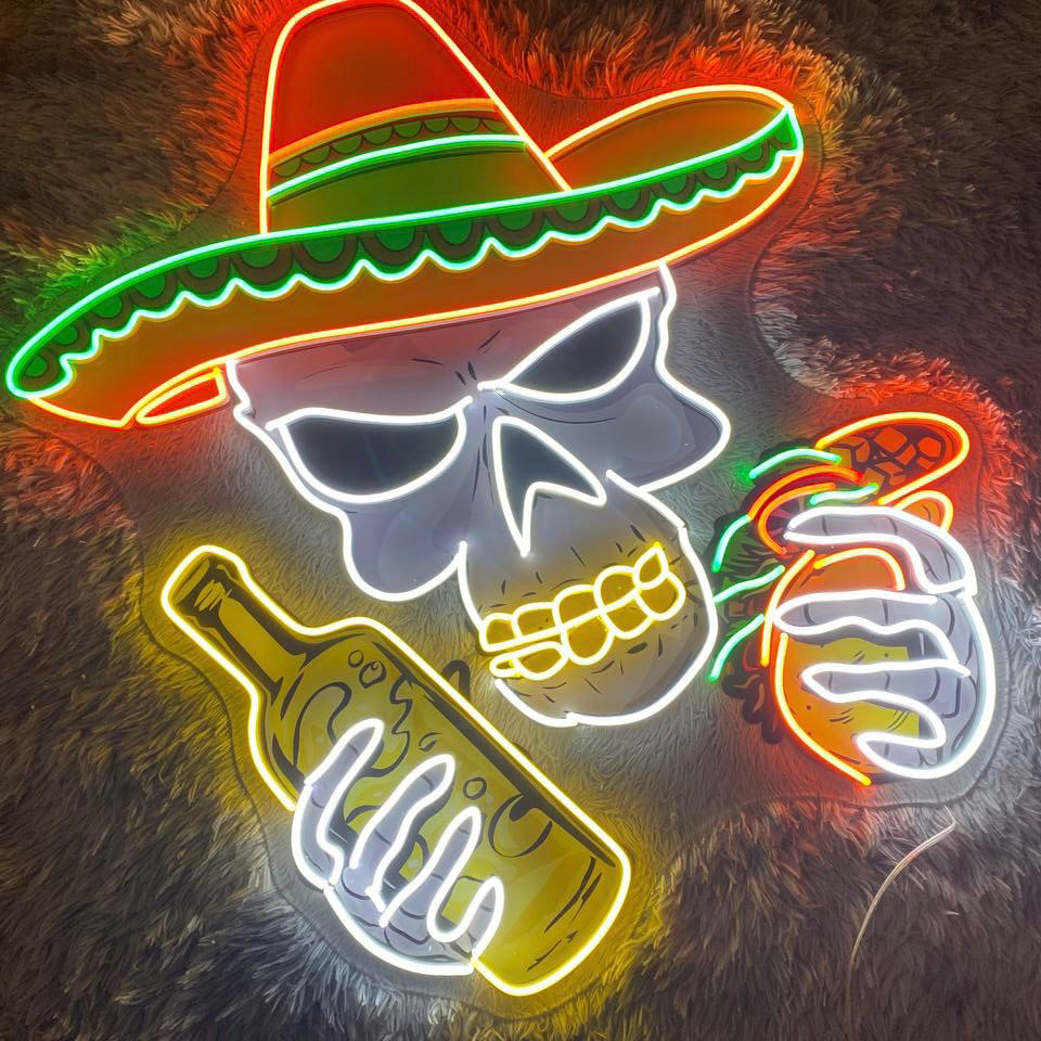 TACO SKULL MEXICAN | LED NEON SIGN