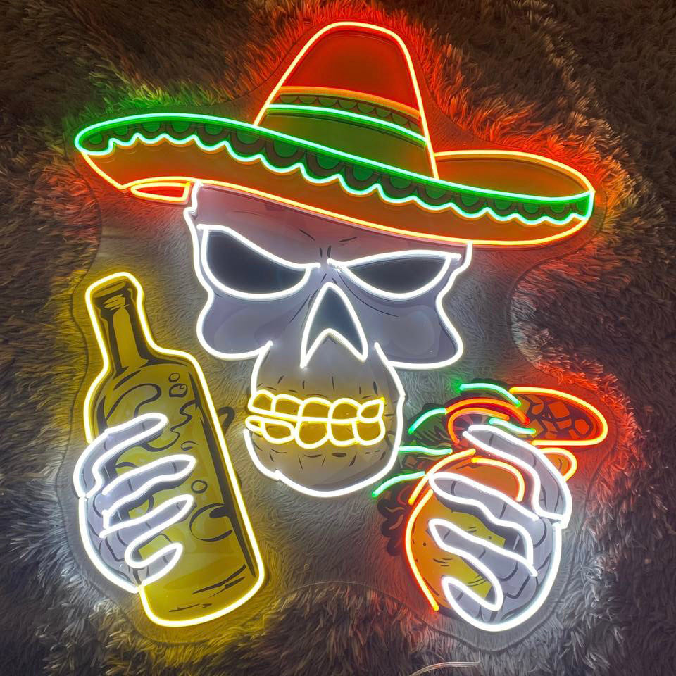 TACO SKULL MEXICAN | LED NEON SIGN