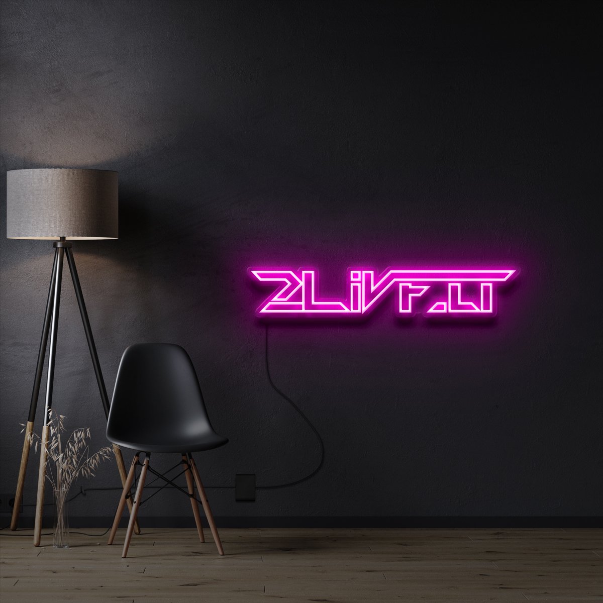 "@2LiVFIT" Custom Neon Sign 90cm x 15cm / Pink / Cut to Shape by Neon Icons