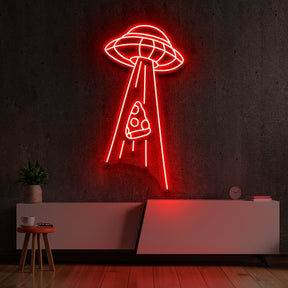 "Abducting Pizza" Neon Sign 60cm (2ft) / Red / LED Neon by Neon Icons