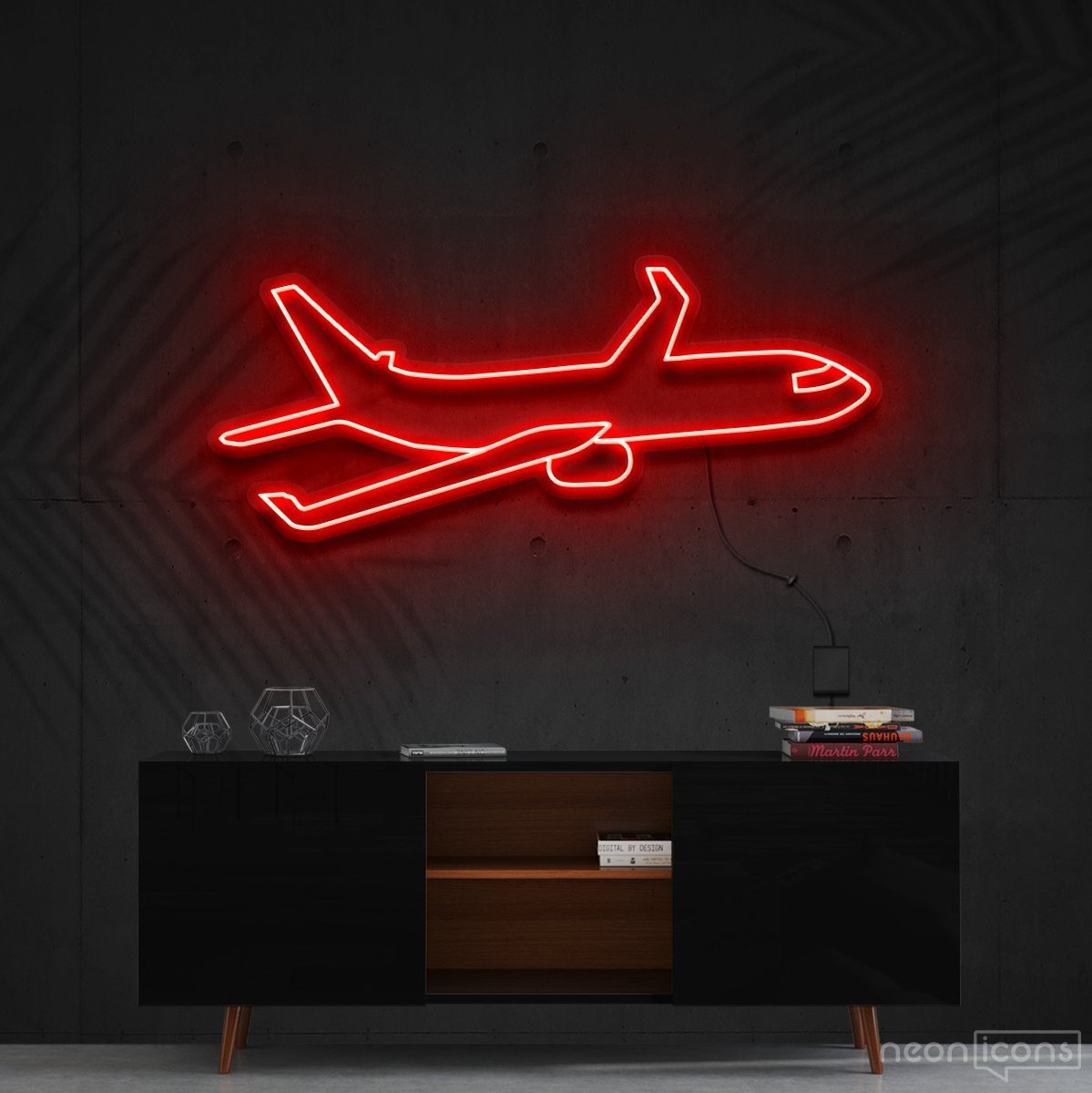 "Airplane" Neon Sign 60cm (2ft) / Red / Cut to Shape by Neon Icons