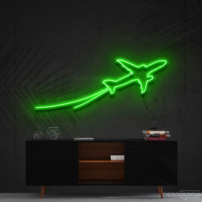 "Airplane Take Off" Neon Sign 90cm (3ft) / Green / Cut to Shape by Neon Icons