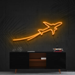 "Airplane Take Off" Neon Sign 90cm (3ft) / Orange / Cut to Shape by Neon Icons