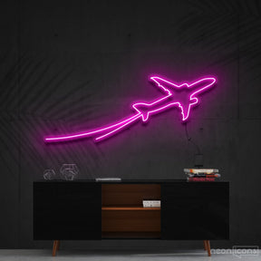 "Airplane Take Off" Neon Sign 90cm (3ft) / Pink / Cut to Shape by Neon Icons