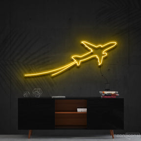 "Airplane Take Off" Neon Sign 90cm (3ft) / Yellow / Cut to Shape by Neon Icons