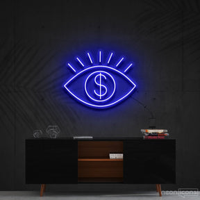 "All Eye See Is Money" Neon Sign 60cm (2ft) / Blue / Cut to Shape by Neon Icons