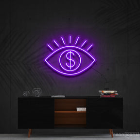 "All Eye See Is Money" Neon Sign 60cm (2ft) / Purple / Cut to Shape by Neon Icons