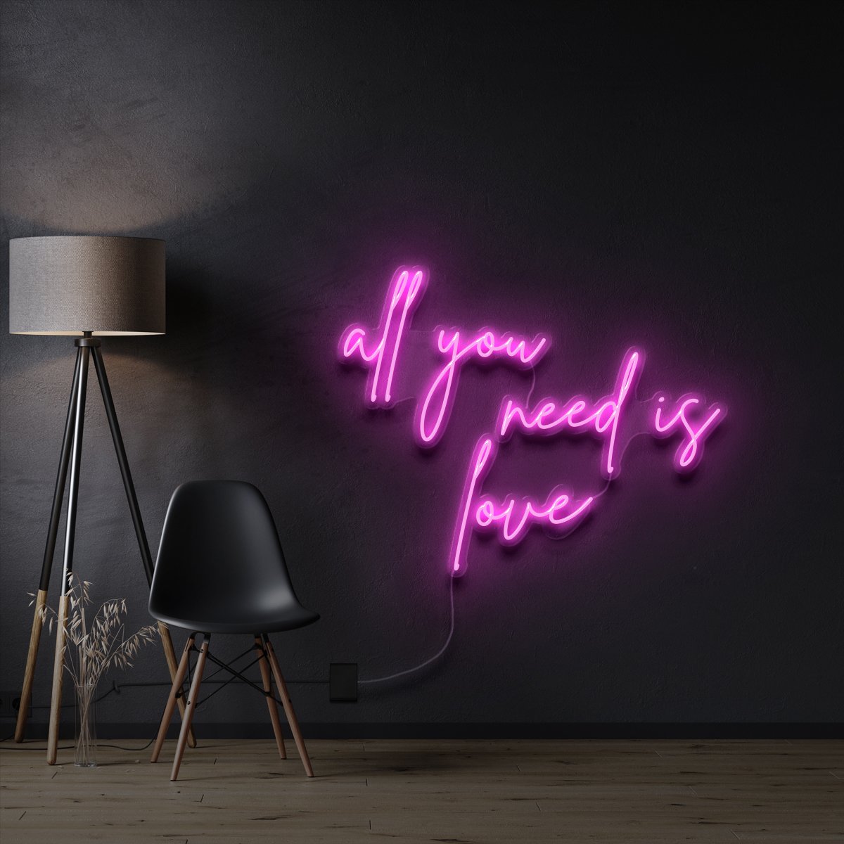 "All you need is love" Custom Neon Sign 32" / Light Pink / Cut to Shape by Neon Icons