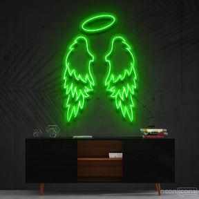 "Angel Wings" Neon Sign 90cm (3ft) / Green / Cut to Shape by Neon Icons