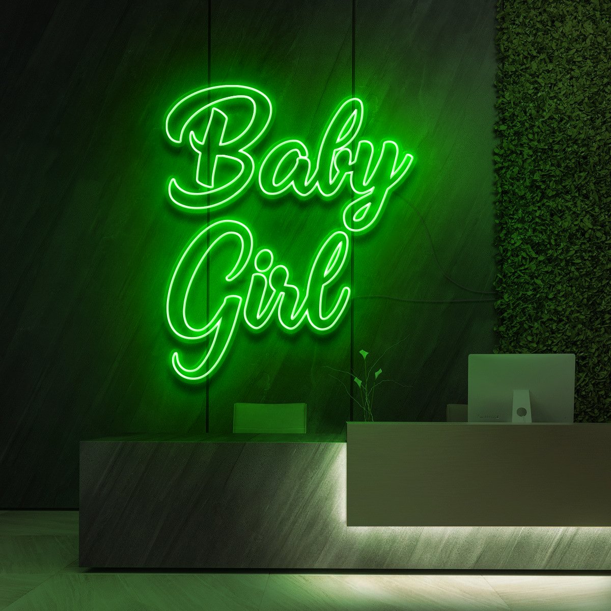 "Baby Girl" Neon Sign for Beauty Salons & Cosmetic Studios 90cm (3ft) / Green / LED Neon by Neon Icons