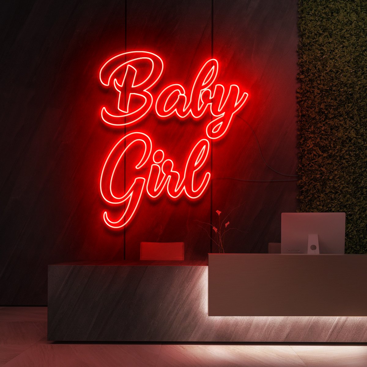 "Baby Girl" Neon Sign for Beauty Salons & Cosmetic Studios 90cm (3ft) / Red / LED Neon by Neon Icons