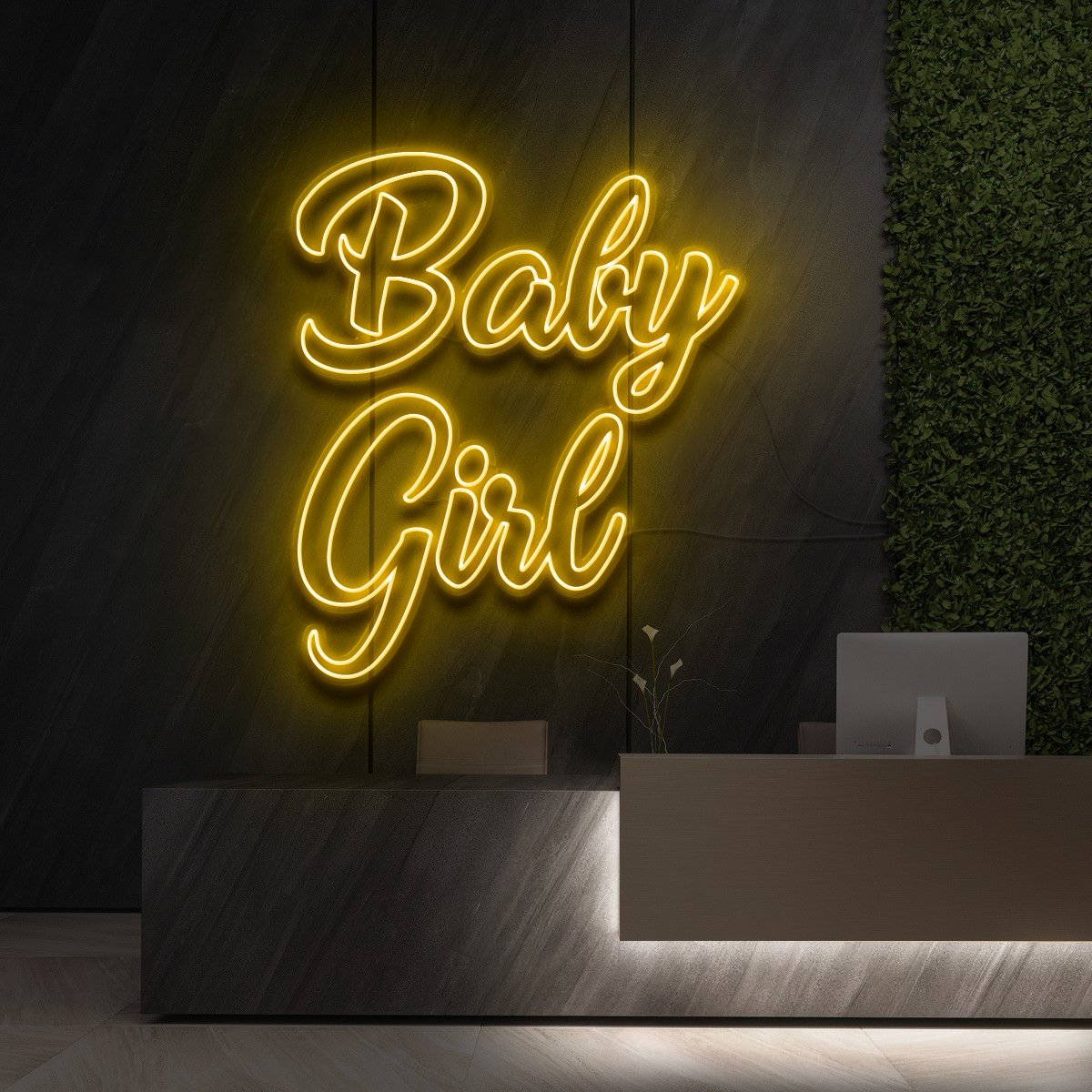 "Baby Girl" Neon Sign for Beauty Salons & Cosmetic Studios 90cm (3ft) / Yellow / LED Neon by Neon Icons