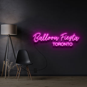 "Balloon Fiesta Toronto" Custom Neon Sign 120cm x 35cm / Pink / Cut to Shape by Neon Icons