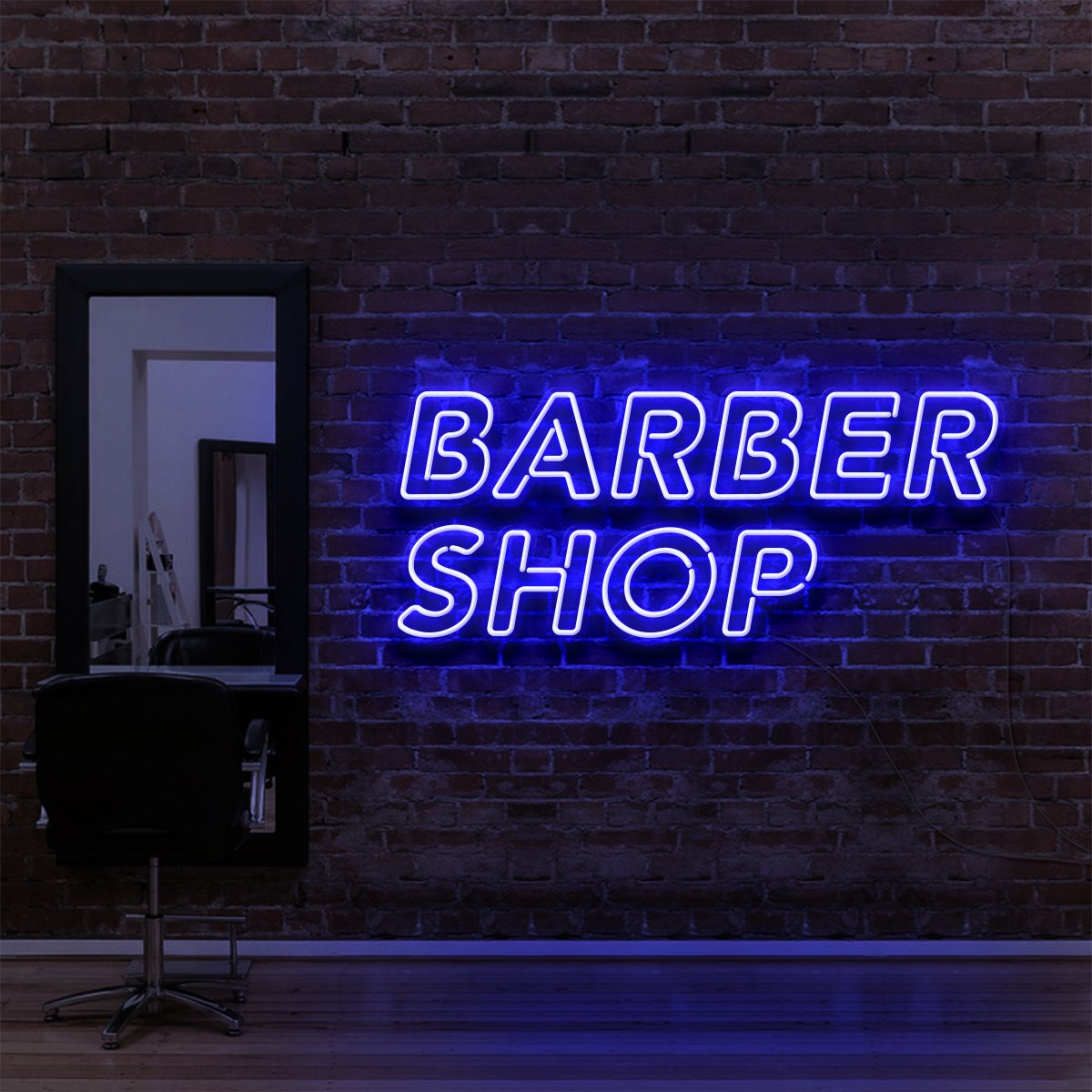 "Barbershop" Neon Sign for Hair Salons & Barbershops 60cm (2ft) / Blue / LED Neon by Neon Icons