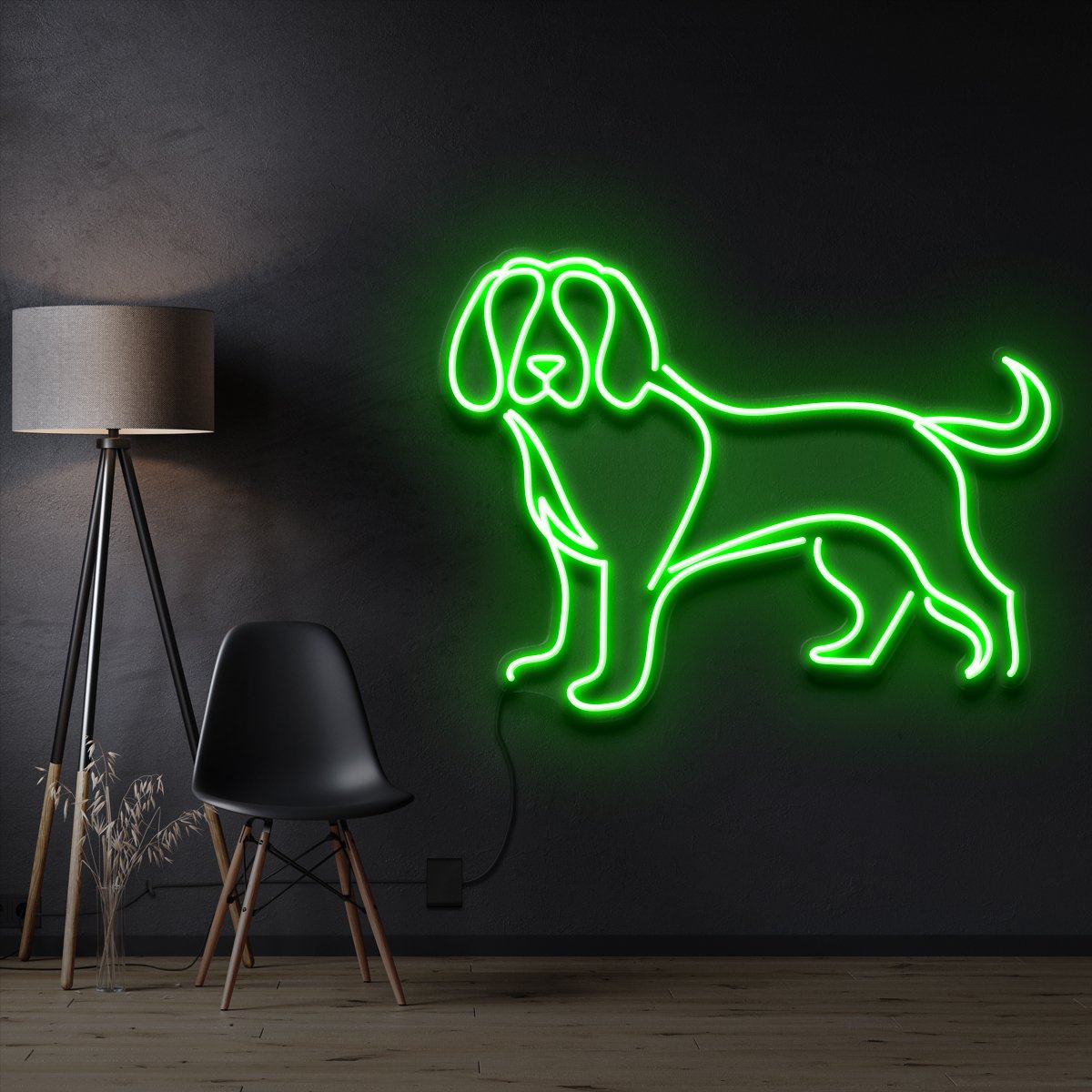 "Beagle" Pet Neon Sign 60cm / Green / Cut to Shape by Neon Icons