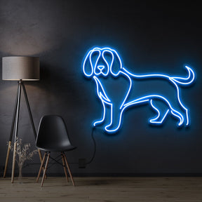 "Beagle" Pet Neon Sign 60cm / Ice Blue / Cut to Shape by Neon Icons