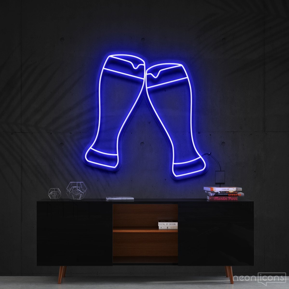 "Beer Cheers" Neon Sign 60cm (2ft) / Blue / Cut to Shape by Neon Icons