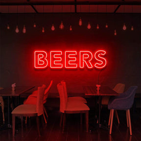 "Beers" Neon Sign for Bars & Restaurants 60cm (2ft) / Red / LED Neon by Neon Icons