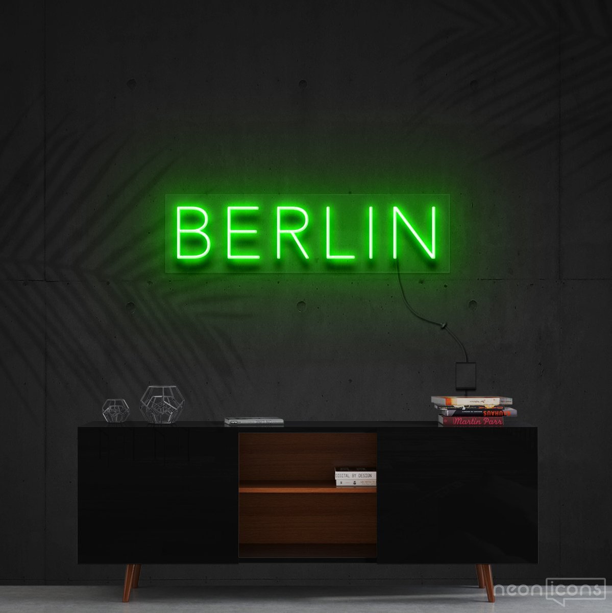 "Berlin" Neon Sign 60cm (2ft) / Green / Cut to Shape by Neon Icons