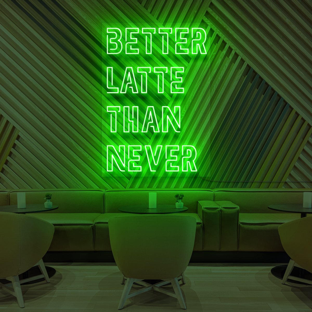 "Better Latte Than Never" Neon Sign for Coffee Shops by Neon Icons