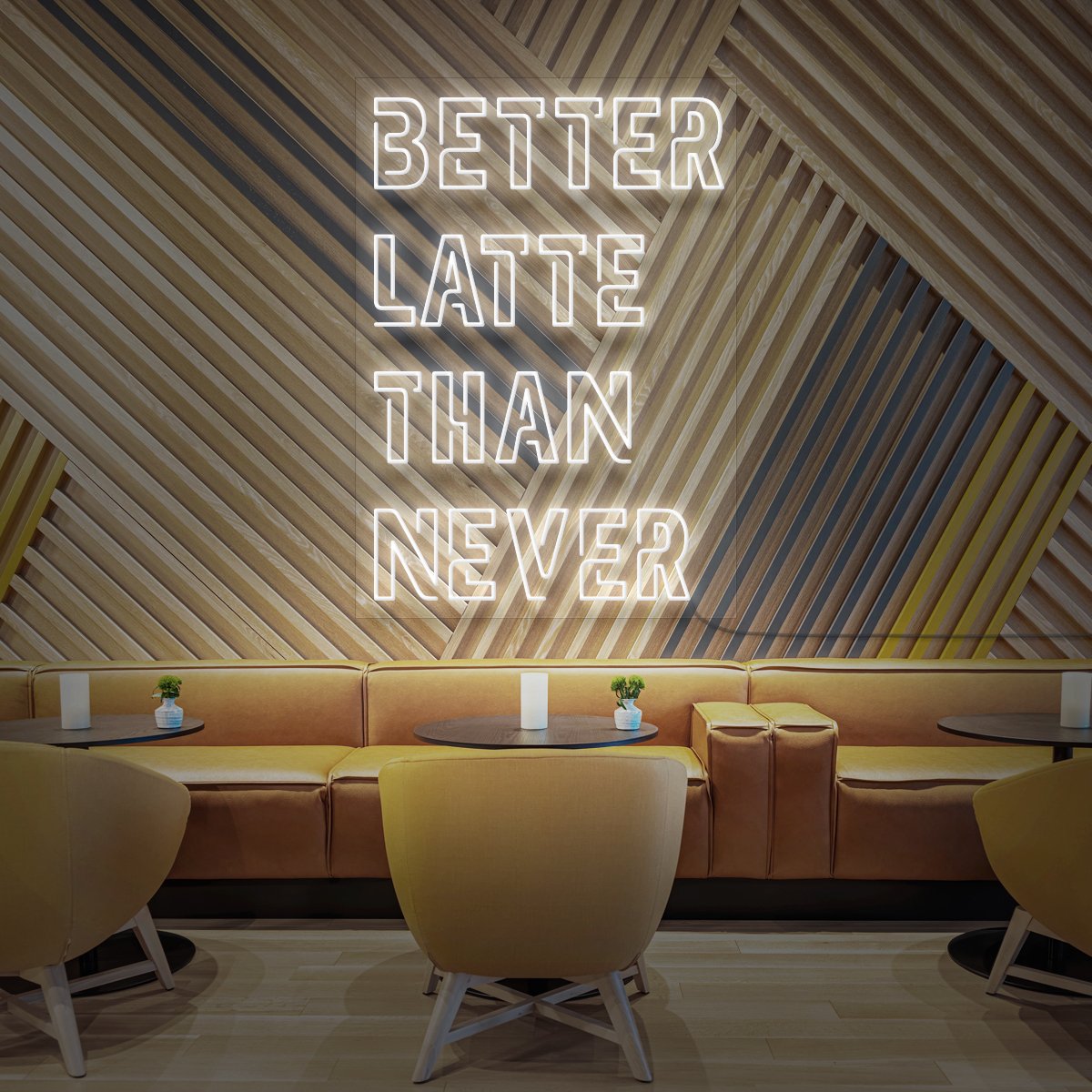 "Better Latte Than Never" Neon Sign for Coffee Shops by Neon Icons