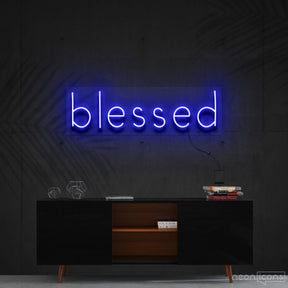 "Blessed" Neon Sign 60cm (2ft) / Blue / Cut to Shape by Neon Icons