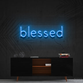 "Blessed" Neon Sign 60cm (2ft) / Ice Blue / Cut to Shape by Neon Icons