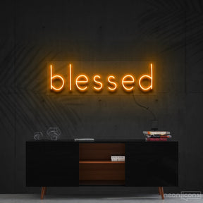 "Blessed" Neon Sign 60cm (2ft) / Orange / Cut to Shape by Neon Icons