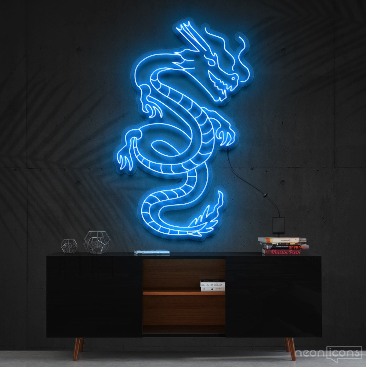 "Blood of The Dragons" Neon Sign 90cm (3ft) / Ice Blue / Cut to Shape by Neon Icons