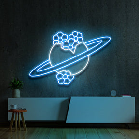 "Blooming Jupiter" Multicolour Neon Sign 60cm (2ft) / Ice Blue / LED Neon by Neon Icons