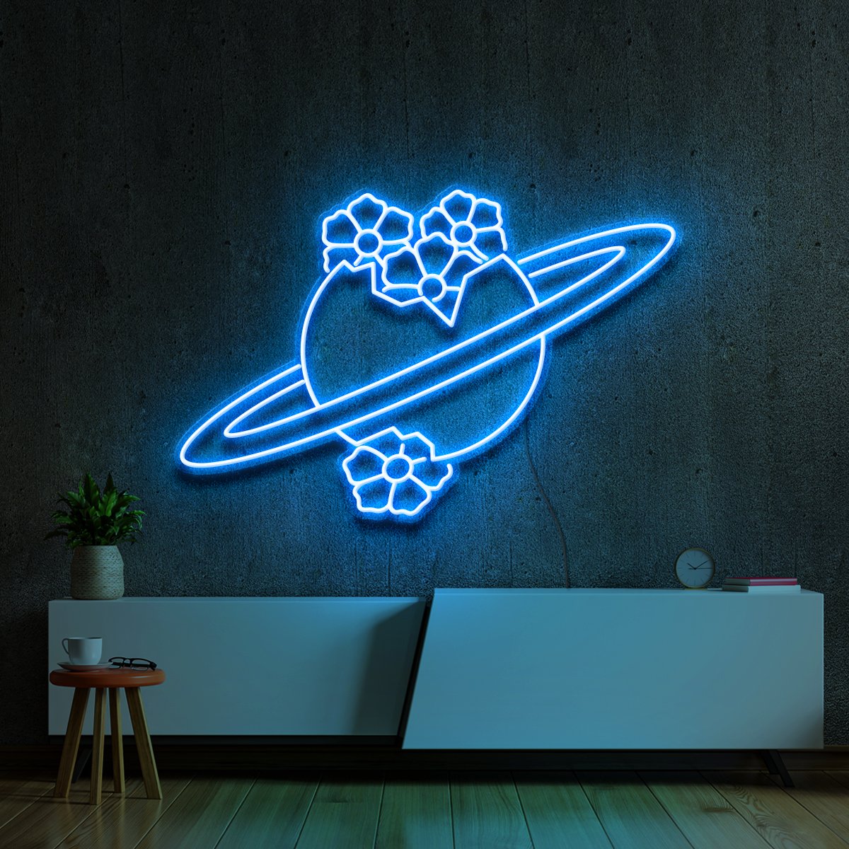 "Blooming Jupiter" Neon Sign 60cm (2ft) / Ice Blue / LED Neon by Neon Icons