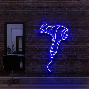 "Blowdryer" Neon Sign for Hair Salons & Barbershops 60cm (2ft) / Blue / LED Neon by Neon Icons