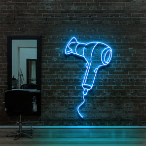 "Blowdryer" Neon Sign for Hair Salons & Barbershops 60cm (2ft) / Ice Blue / LED Neon by Neon Icons