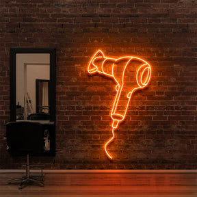 "Blowdryer" Neon Sign for Hair Salons & Barbershops 60cm (2ft) / Orange / LED Neon by Neon Icons