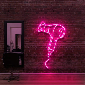 "Blowdryer" Neon Sign for Hair Salons & Barbershops 60cm (2ft) / Pink / LED Neon by Neon Icons