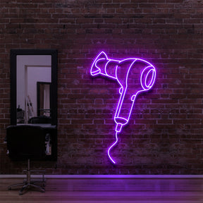 "Blowdryer" Neon Sign for Hair Salons & Barbershops 60cm (2ft) / Purple / LED Neon by Neon Icons