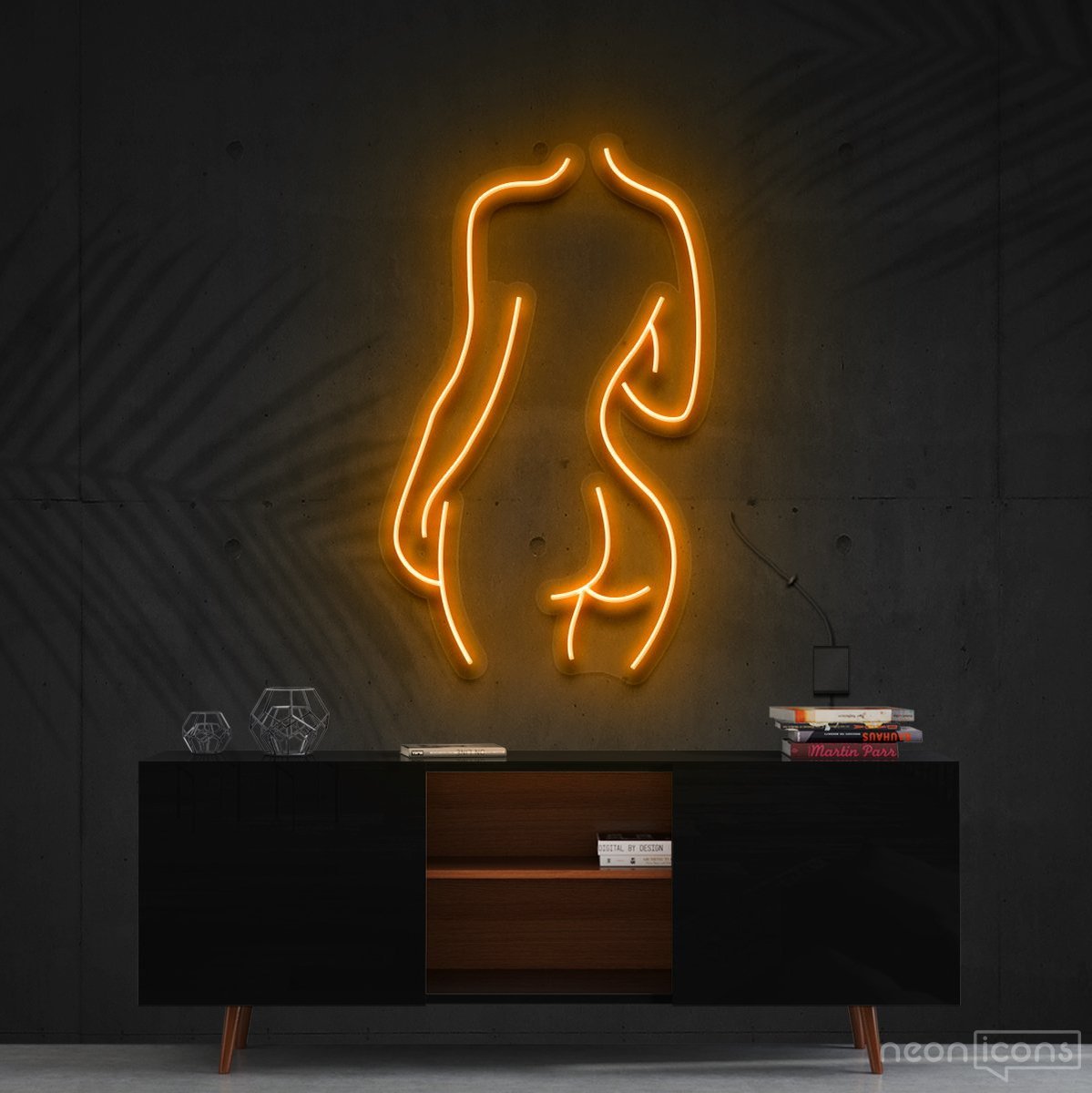 "Body Outline" Neon Sign 60cm (2ft) / Orange / Cut to Shape by Neon Icons