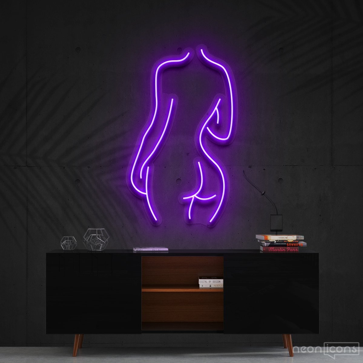 "Body Outline" Neon Sign 60cm (2ft) / Purple / Cut to Shape by Neon Icons