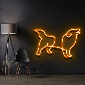 "Border Collie" Pet Neon Sign 60cm / Orange / Cut to Shape by Neon Icons