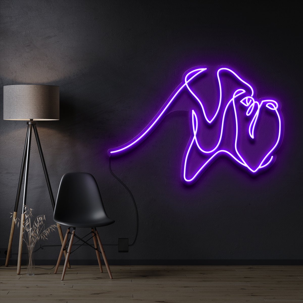 "Boxer Line Art" Pet Neon Sign 60cm / Purple / Cut to Shape by Neon Icons