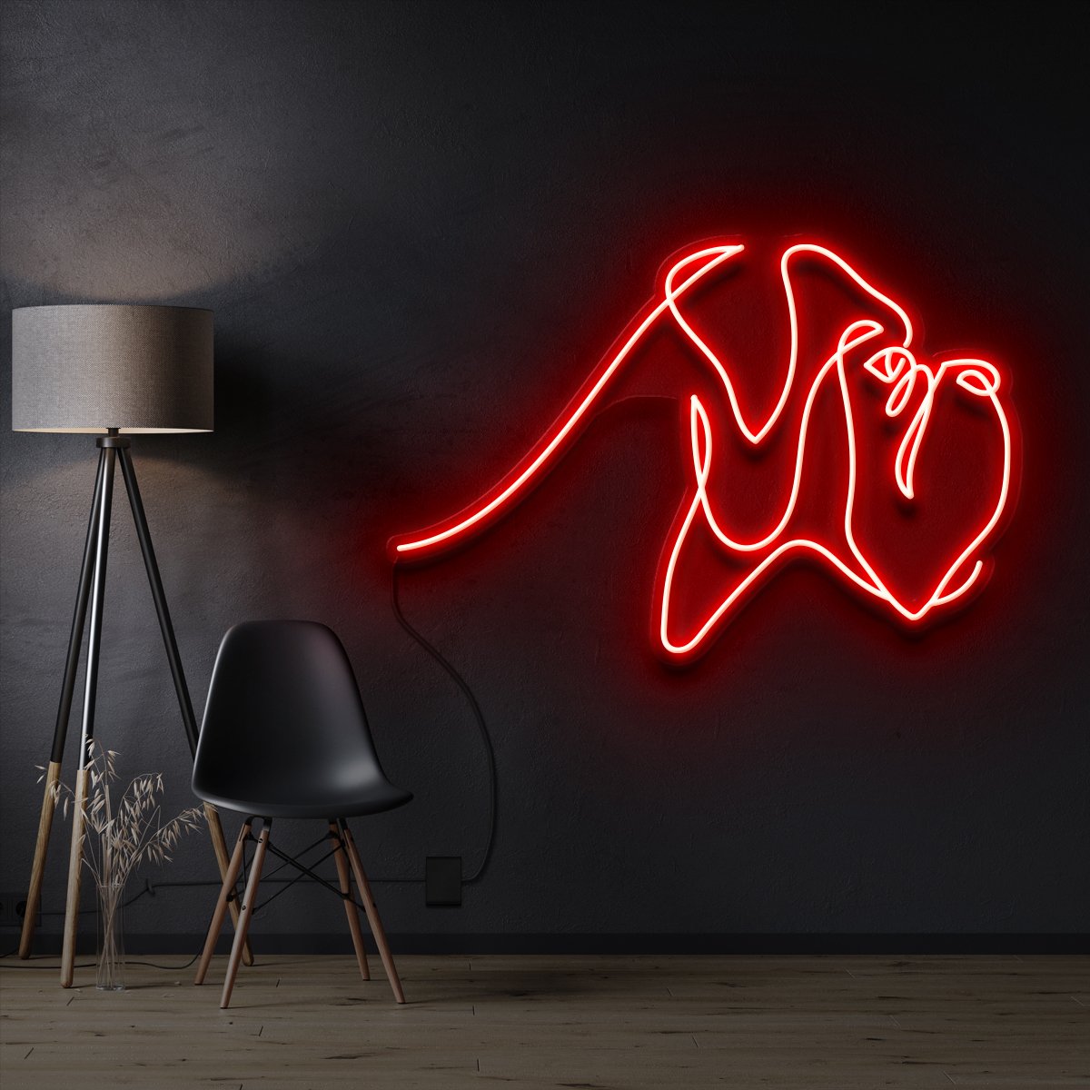 "Boxer Line Art" Pet Neon Sign 60cm / Red / Cut to Shape by Neon Icons