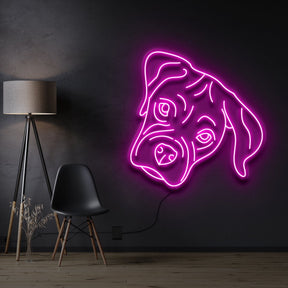 "Boxer Puppy" Pet Neon Sign 60cm / Pink / Cut to Shape by Neon Icons