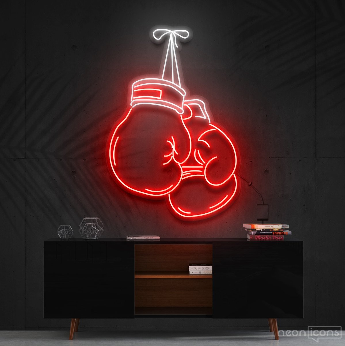 "Boxing Gloves" Multicolour Neon Sign 60cm (2ft) / Red / Cut to Shape by Neon Icons