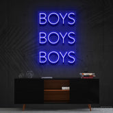 "Boys Boys Boys" Neon Sign 60cm (2ft) / Blue / Cut to Shape by Neon Icons